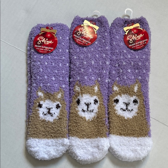 NWT Shine women’s lot of 3 llama cozy slipper socks - Picture 2 of 5